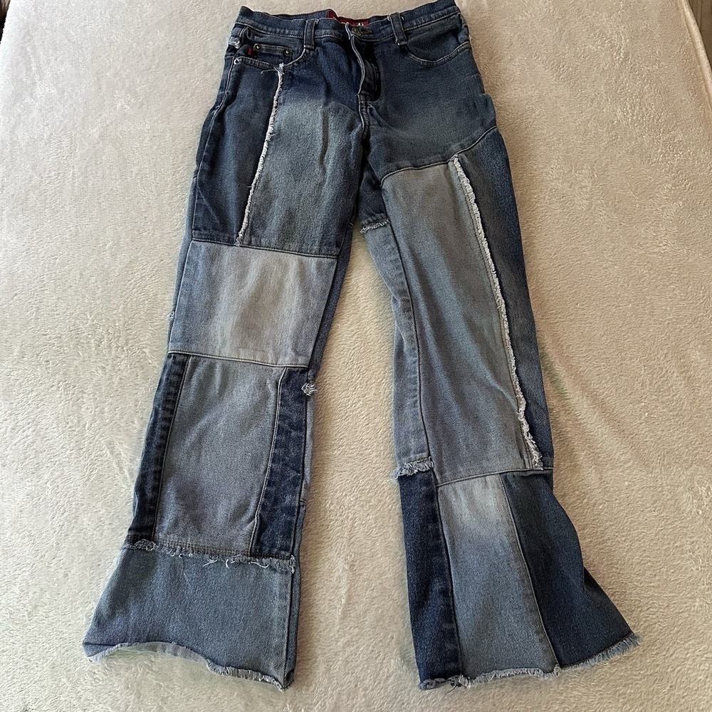 Zana‎ Di Jeans Girls Size 12 Blue Denim Vintage Patchwork Wide Leg